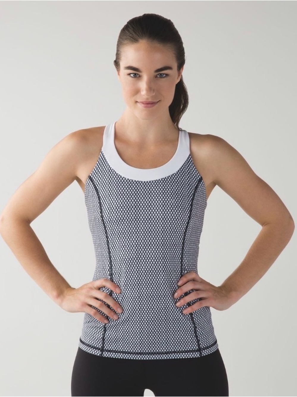 lululemon athletica Black and White Patterned Racerback Tank